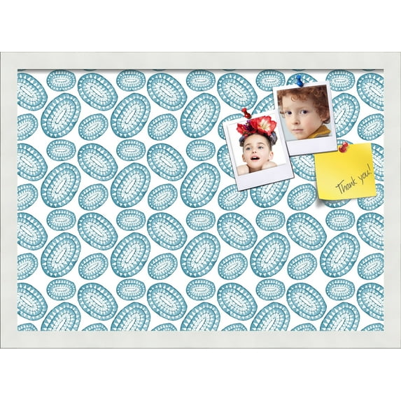 PinPix 21x15 Custom Cork Bulletin Board Bohemian Circles Turquoise Poster Board Has a Fabric Style Canvas Finish, Framed in Bohemian Circles Turquoise, by ArtToFrames (PinPix-1588)