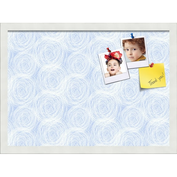 PinPix 21x15 Custom Cork Bulletin Board Circles Sketch Mill White Poster Board Has a Fabric Style Canvas Finish, Framed in Circles Sketch Mill White, by ArtToFrames (PinPix-1927)