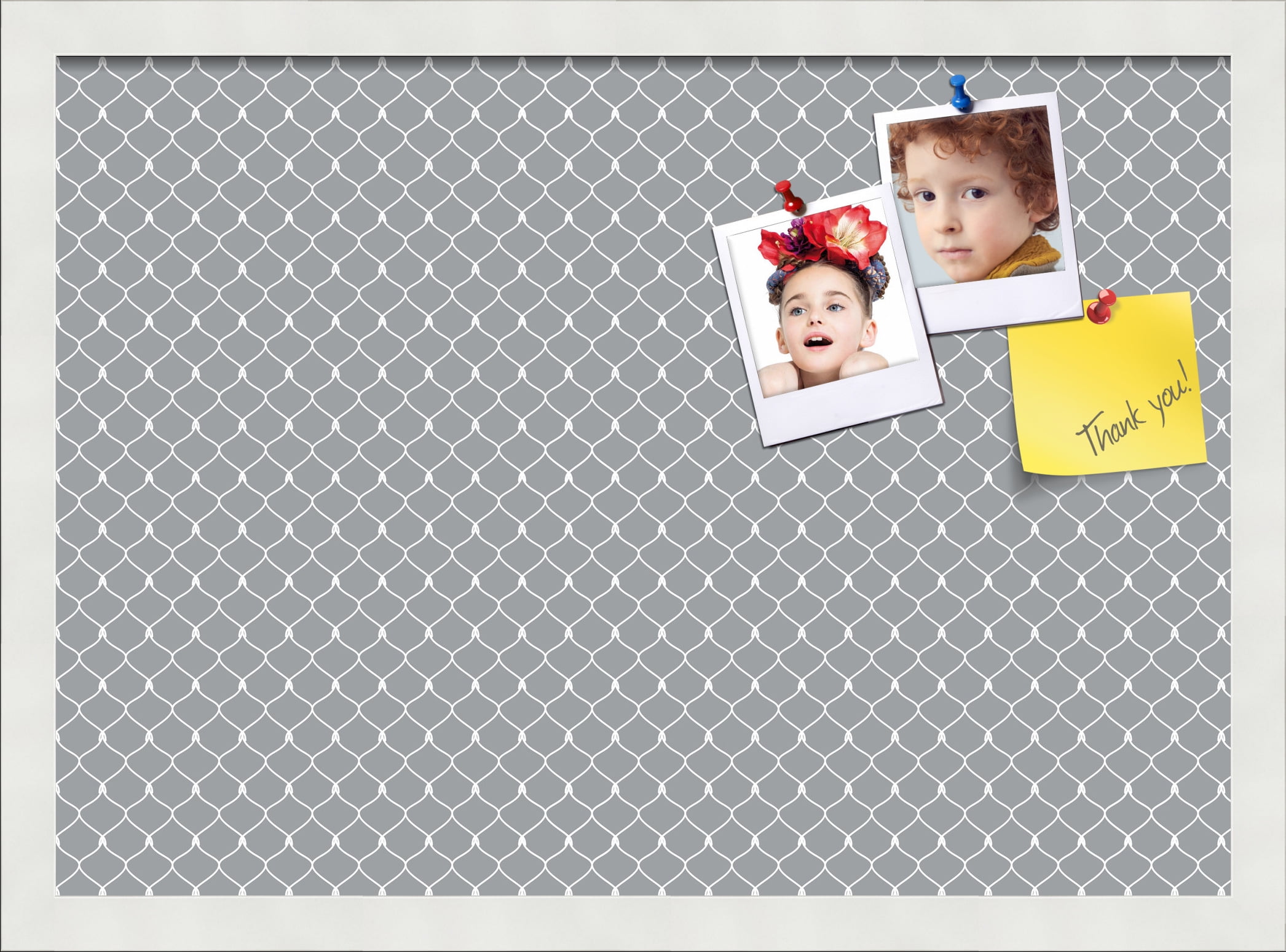 PinPix 21x15 Custom Cork Bulletin Board Grey Chain Poster Board Has a Fabric Style Canvas Finish, Framed in Grey Chain, by ArtToFrames (PinPix-570)