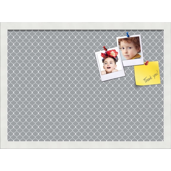 PinPix 21x15 Custom Cork Bulletin Board Grey Chain Poster Board Has a Fabric Style Canvas Finish, Framed in Grey Chain, by ArtToFrames (PinPix-570)