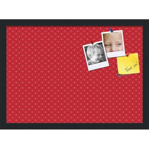 PinPix 21x15 Custom Cork Bulletin Board Red Circles Poster Board Has a Fabric Style Canvas Finish, Framed in Red Circles, by ArtToFrames (PinPix-500)
