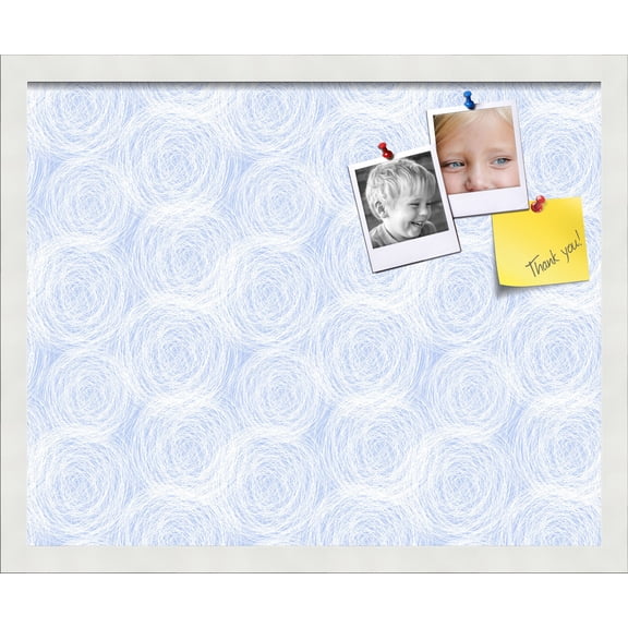 PinPix 21x17 Custom Cork Bulletin Board Circles Sketch Mill White Poster Board Has a Fabric Style Canvas Finish, Framed in Circles Sketch Mill White, by ArtToFrames (PinPix-1927)