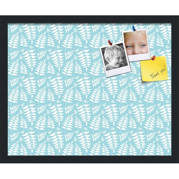 PinPix 21x17 Custom Cork Bulletin Board Fern Lt Blue Poster Board Has a Fabric Style Canvas Finish, Framed in Fern Lt Blue, by ArtToFrames (PinPix-1581)