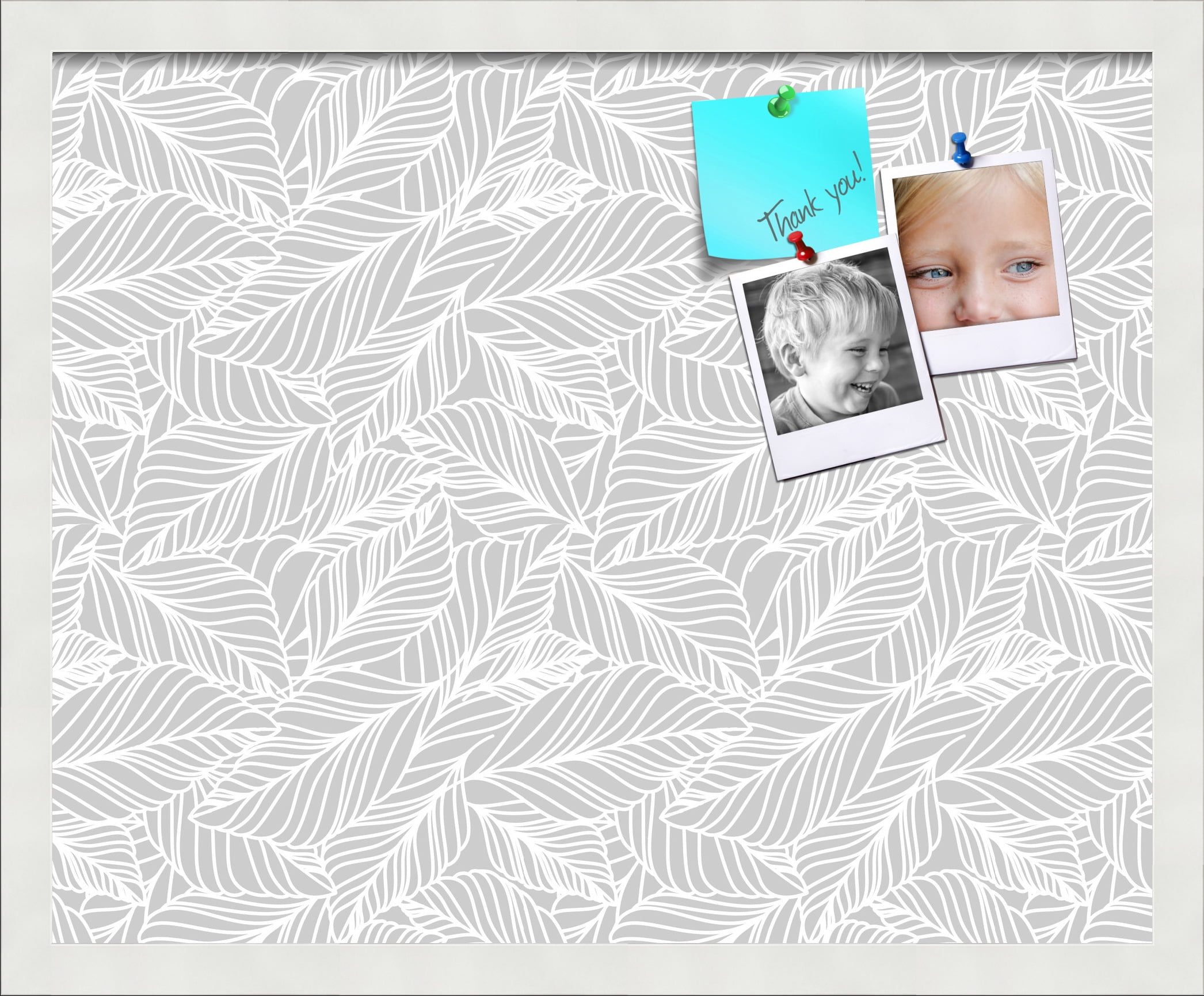 PinPix 21x17 Custom Cork Bulletin Board Grey White Poster Board Has a Fabric Style Canvas Finish, Framed in Grey White, by ArtToFrames (PinPix-1872)