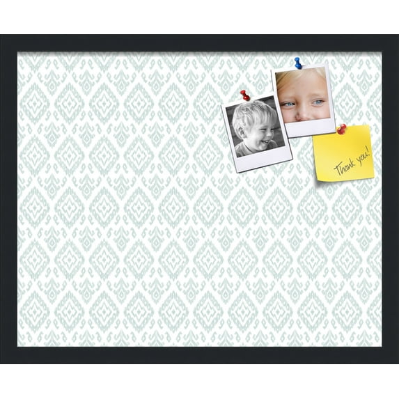 PinPix 21x17 Custom Cork Bulletin Board Ikat Vintage Lt Green Poster Board Has a Fabric Style Canvas Finish, Framed in Ikat Vintage Lt Green, by ArtToFrames (PinPix-1597)