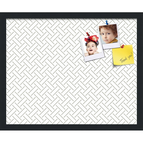 PinPix 21x17 Custom Cork Bulletin Board Lattice White Pewter Poster Board Has a Fabric Style Canvas Finish, Framed in Lattice White Pewter, by ArtToFrames (PinPix-1821)