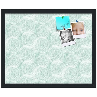PinPix 21x17 Custom Cork Bulletin Board  Poster Board Has a Fabric Style Canvas Finish, Framed in Circles Sketch Aqua, by ArtToFrames (PinPix-1926)