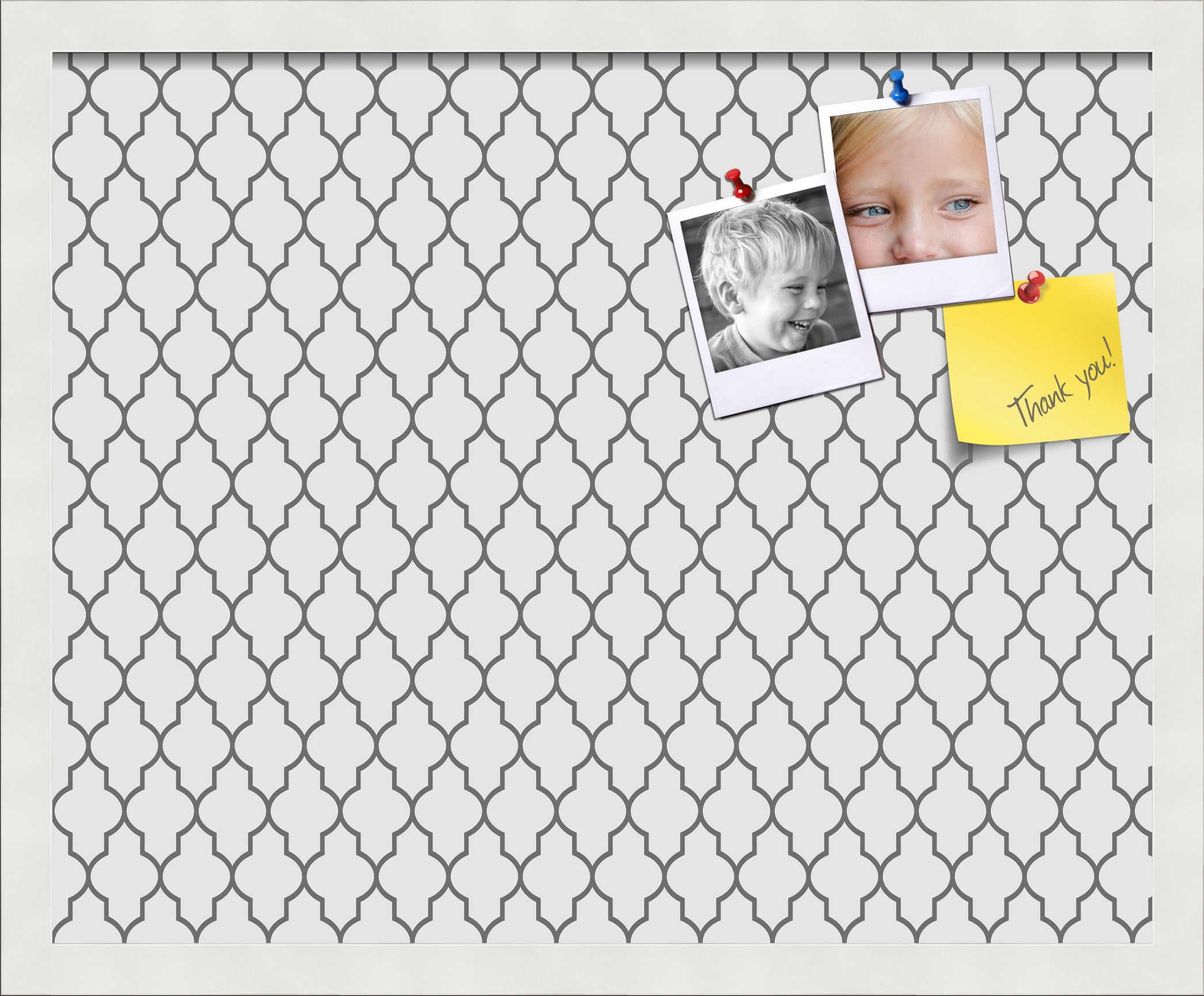PinPix 21x17 Custom Cork Bulletin Board Quarterfoil Beige Poster Board Has a Fabric Style Canvas Finish, Framed in Quarterfoil Beige, by ArtToFrames (PinPix-584)