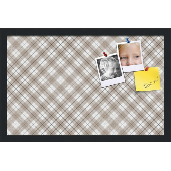 PinPix 22x14 Custom Cork Bulletin Board Argyle Beige Poster Board Has a Fabric Style Canvas Finish, Framed in Argyle Beige, by ArtToFrames (PinPix-637)