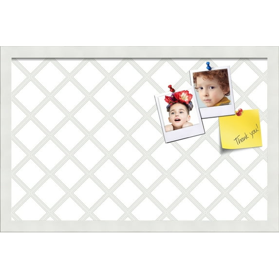 PinPix 22x14 Custom Cork Bulletin Board Diamond Modern Pattern Grey White Poster Board Has a Fabric Style Canvas Finish, Framed in Diamond Modern Pattern Grey White, by ArtToFrames (PinPix-1803)