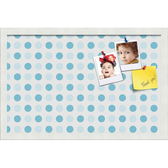 PinPix 22x14 Custom Cork Bulletin Board Light Blue Polka Dot Poster Board Has a Fabric Style Canvas Finish, Framed in Light Blue Polka Dot, by ArtToFrames (PinPix-344)