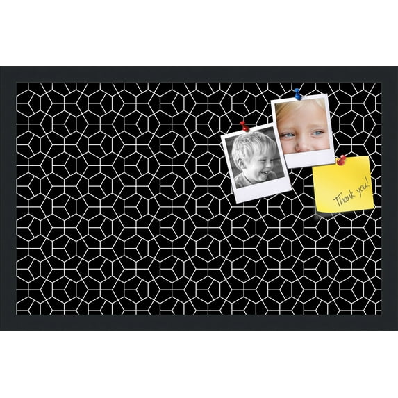 PinPix 22x14 Custom Cork Bulletin Board Modeco Hex W B Poster Board Has a Fabric Style Canvas Finish, Framed in Modeco Hex W B, by ArtToFrames (PinPix-1730)