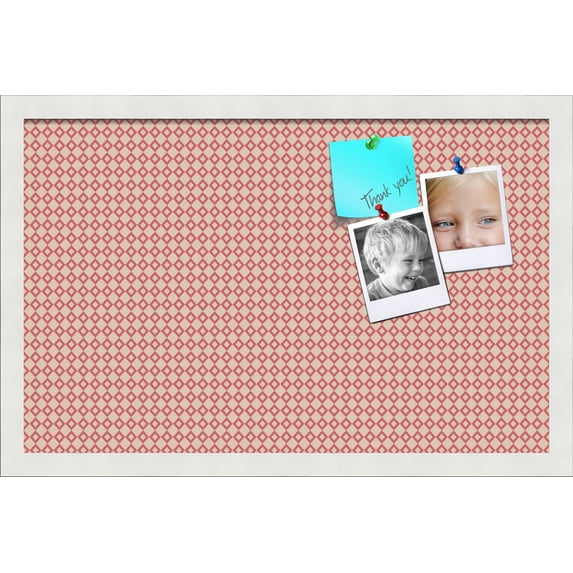 PinPix 22x14 Custom Cork Bulletin Board Pink - Beige Diamond Poster Board Has a Fabric Style Canvas Finish, Framed in Pink - Beige Diamond, by ArtToFrames (PinPix-290)