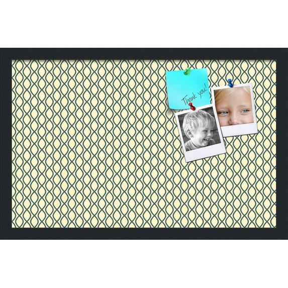 PinPix 22x14 Custom Cork Bulletin Board Yellow And Blue Waves Poster Board Has a Fabric Style Canvas Finish, Framed in Yellow And Blue Waves, by ArtToFrames (PinPix-321)