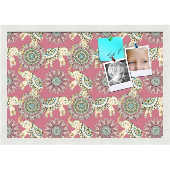 PinPix 22x15 Custom Cork Bulletin Board Bohemian Elephants Watermelon Poster Board Has a Fabric Style Canvas Finish, Framed in Bohemian Elephants Watermelon, by ArtToFrames (PinPix-1580)