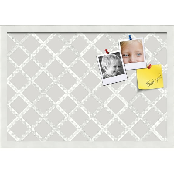 PinPix 22x15 Custom Cork Bulletin Board Diamond Modern Pattern Grey Poster Board Has a Fabric Style Canvas Finish, Framed in Diamond Modern Pattern Grey, by ArtToFrames (PinPix-1802)