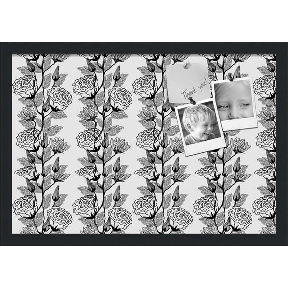 PinPix 22x15 Custom Cork Bulletin Board Floral Design Continuous Roses Poster Board Has a Fabric Style Canvas Finish, Framed in Floral Design Continuous Roses, by ArtToFrames (PinPix-204)
