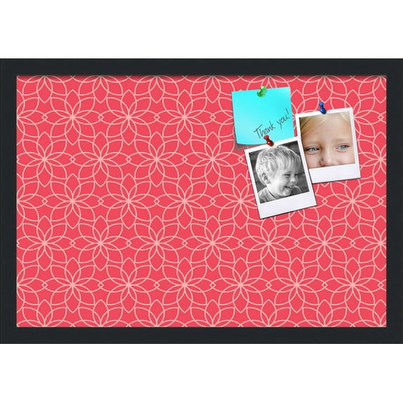 PinPix 22x15 Custom Cork Bulletin Board Floral Pink Poster Board Has a Fabric Style Canvas Finish, Framed in Floral Pink, by ArtToFrames (PinPix-549)