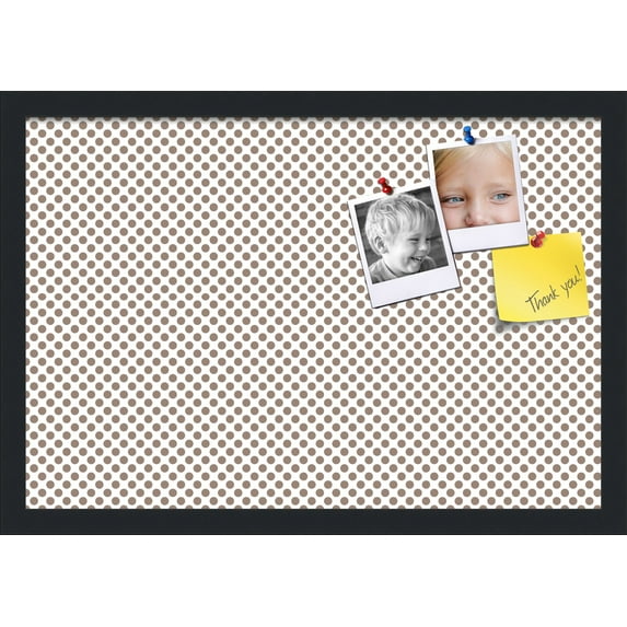 PinPix 22x15 Custom Cork Bulletin Board Light Brown Polka Dot Poster Board Has a Fabric Style Canvas Finish, Framed in Light Brown Polka Dot, by ArtToFrames (PinPix-502)