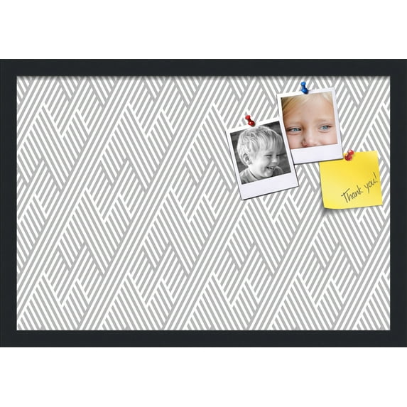 PinPix 22x15 Custom Cork Bulletin Board Modeco Zig Zag Grey Poster Board Has a Fabric Style Canvas Finish, Framed in Modeco Zig Zag Grey, by ArtToFrames (PinPix-1508)