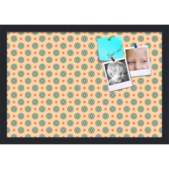 PinPix 22x15 Custom Cork Bulletin Board Orange - Blue Dots Poster Board Has a Fabric Style Canvas Finish, Framed in Orange - Blue Dots, by ArtToFrames (PinPix-411)