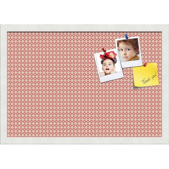 PinPix 22x15 Custom Cork Bulletin Board Pink - Beige Diamond Poster Board Has a Fabric Style Canvas Finish, Framed in Pink - Beige Diamond, by ArtToFrames (PinPix-290)