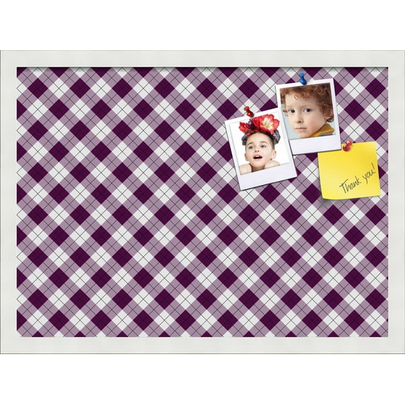 PinPix 22x16 Custom Cork Bulletin Board Argyle Dark Purple Poster Board Has a Fabric Style Canvas Finish, Framed in Argyle Dark Purple, by ArtToFrames (PinPix-632)