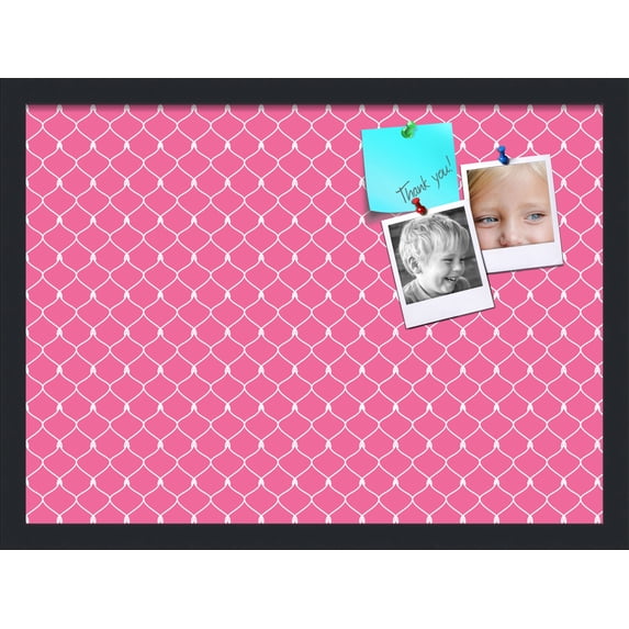 PinPix 22x16 Custom Cork Bulletin Board Pink Chain Poster Board Has a Fabric Style Canvas Finish, Framed in Pink Chain, by ArtToFrames (PinPix-578)