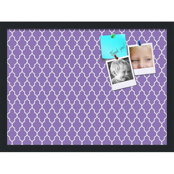 PinPix 22x16 Custom Cork Bulletin Board Quatrefoil Purple Poster Board Has a Fabric Style Canvas Finish, Framed in Quatrefoil Purple, by ArtToFrames (PinPix-282)