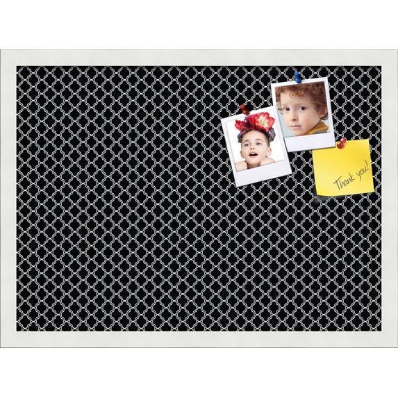PinPix 22x16 Custom Cork Bulletin Board White - Black Clover Poster Board Has a Fabric Style Canvas Finish, Framed in White - Black Clover, by ArtToFrames (PinPix-135)
