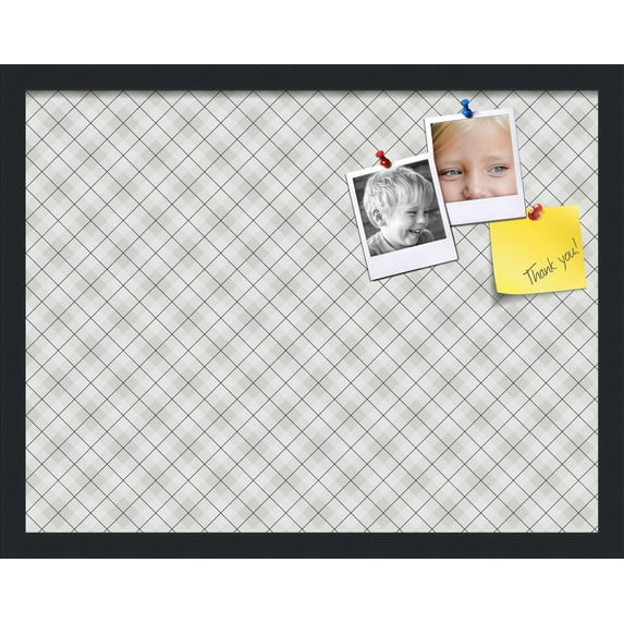 PinPix 22x17 Custom Cork Bulletin Board Argyle Gray Poster Board Has a Fabric Style Canvas Finish, Framed in Argyle Gray, by ArtToFrames (PinPix-638)
