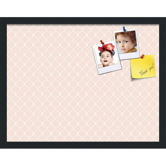 PinPix 22x17 Custom Cork Bulletin Board Baby Pink Chain Poster Board Has a Fabric Style Canvas Finish, Framed in Baby Pink Chain, by ArtToFrames (PinPix-575)
