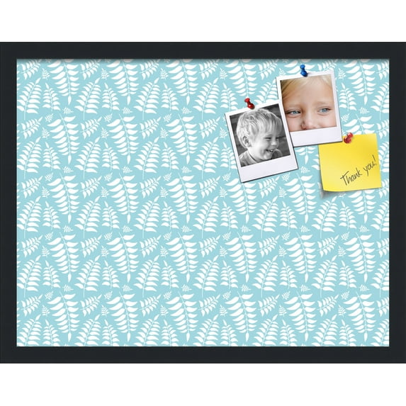 PinPix 22x17 Custom Cork Bulletin Board Fern Lt Blue Poster Board Has a Fabric Style Canvas Finish, Framed in Fern Lt Blue, by ArtToFrames (PinPix-1581)