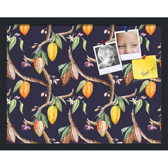 PinPix 22x17 Custom Cork Bulletin Board Fruit on Vine Black Poster Board Has a Fabric Style Canvas Finish, Framed in Fruit on Vine Black, by ArtToFrames (PinPix-1896)