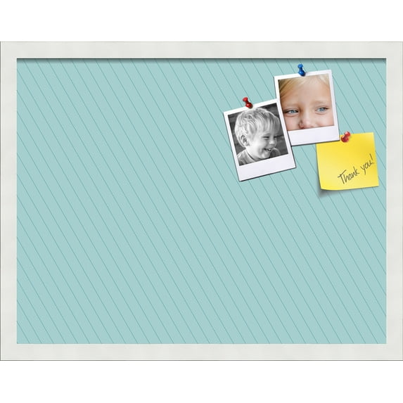 PinPix 22x17 Custom Cork Bulletin Board Lux Stripes Aqua Poster Board Has a Fabric Style Canvas Finish, Framed in Lux Stripes Aqua, by ArtToFrames (PinPix-1672)