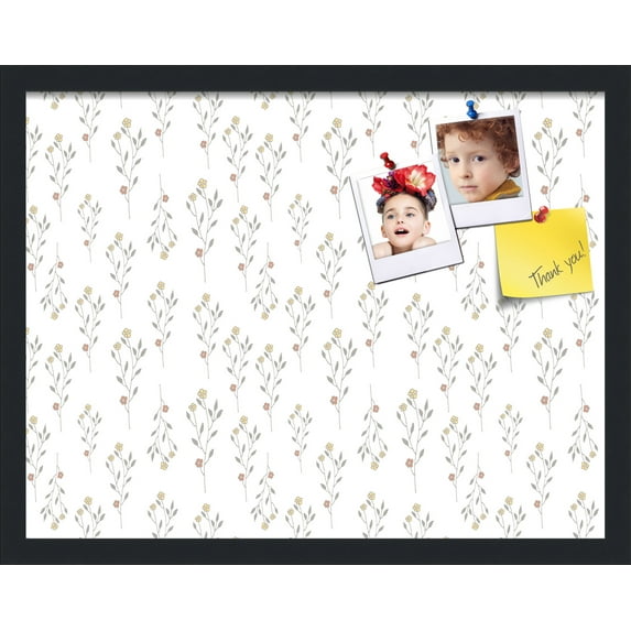PinPix 22x17 Custom Cork Bulletin Board Vintage Botanical Pewter Poster Board Has a Fabric Style Canvas Finish, Framed in Vintage Botanical Pewter, by ArtToFrames (PinPix-1595)