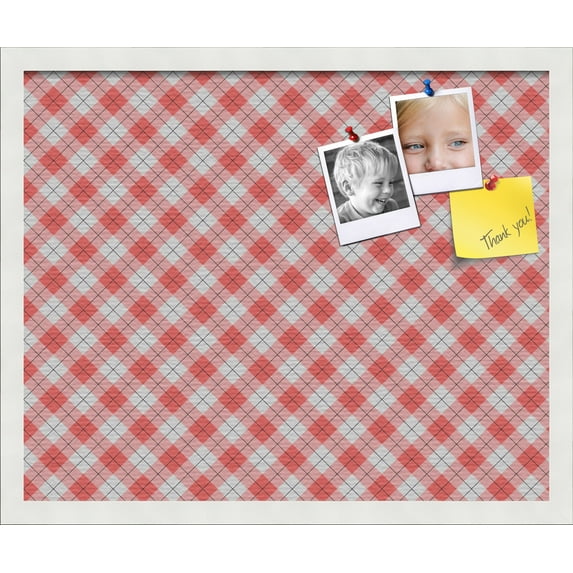 PinPix 22x18 Custom Cork Bulletin Board Argyle Red Poster Board Has a Fabric Style Canvas Finish, Framed in Argyle Red, by ArtToFrames (PinPix-646)