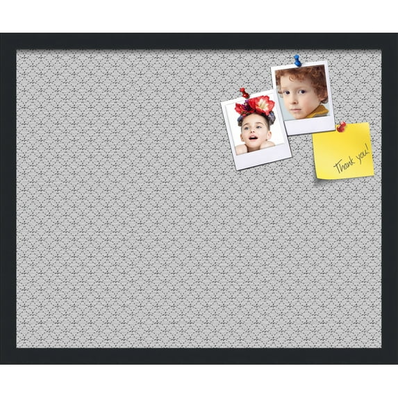 PinPix 22x18 Custom Cork Bulletin Board B W Circles Poster Board Has a Fabric Style Canvas Finish, Framed in B W Circles, by ArtToFrames (PinPix-117)