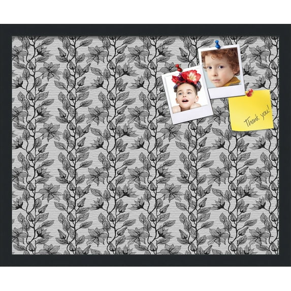 PinPix 22x18 Custom Cork Bulletin Board Floral Design Black Carnation Poster Board Has a Fabric Style Canvas Finish, Framed in Floral Design Black Carnation, by ArtToFrames (PinPix-202)