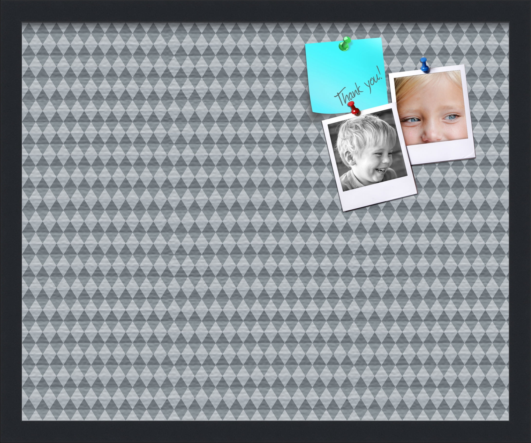 PinPix 22x18 Custom Cork Bulletin Board Grey - Blue Diamond Poster Board Has a Fabric Style Canvas Finish, Framed in Grey - Blue Diamond, by ArtToFrames (PinPix-227)