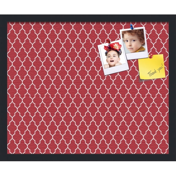 PinPix 22x18 Custom Cork Bulletin Board Quarterfoil Red Poster Board Has a Fabric Style Canvas Finish, Framed in Quarterfoil Red, by ArtToFrames (PinPix-484)