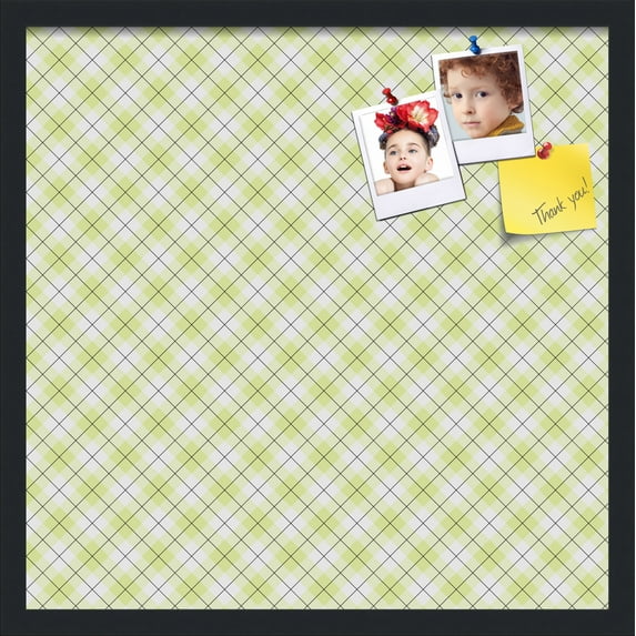 PinPix 22x22 Custom Cork Bulletin Board Argyle Light Yellow Poster Board Has a Fabric Style Canvas Finish, Framed in Argyle Light Yellow, by ArtToFrames (PinPix-642)