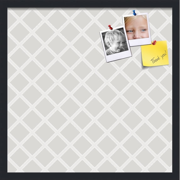 PinPix 22x22 Custom Cork Bulletin Board Diamond Modern Pattern Grey Poster Board Has a Fabric Style Canvas Finish, Framed in Diamond Modern Pattern Grey, by ArtToFrames (PinPix-1802)