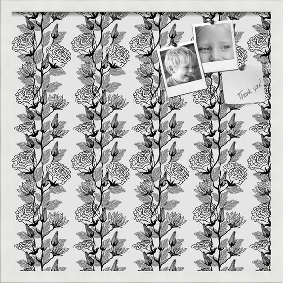 PinPix 22x22 Custom Cork Bulletin Board Floral Design Continuous Roses Poster Board Has a Fabric Style Canvas Finish, Framed in Floral Design Continuous Roses, by ArtToFrames (PinPix-204)