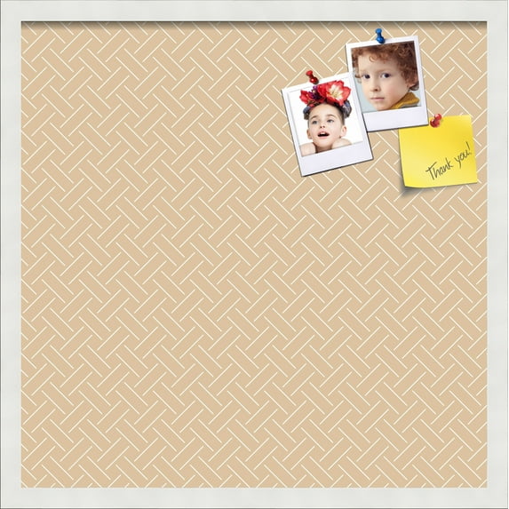 PinPix 22x22 Custom Cork Bulletin Board Lattice Beige Poster Board Has a Fabric Style Canvas Finish, Framed in Lattice Beige, by ArtToFrames (PinPix-1820)