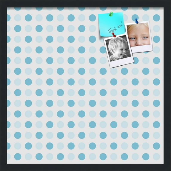 PinPix 22x22 Custom Cork Bulletin Board Light Blue Polka Dot Poster Board Has a Fabric Style Canvas Finish, Framed in Light Blue Polka Dot, by ArtToFrames (PinPix-344)
