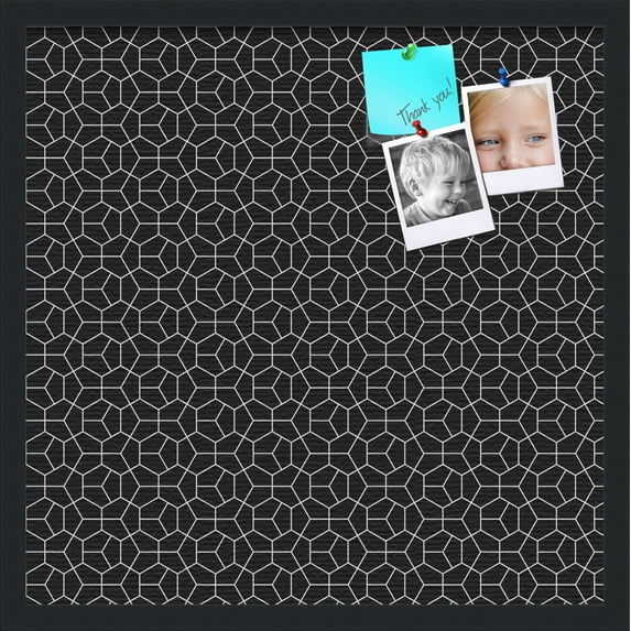PinPix 22x22 Custom Cork Bulletin Board Modeco Hex W B Poster Board Has a Fabric Style Canvas Finish, Framed in Modeco Hex W B, by ArtToFrames (PinPix-1730)
