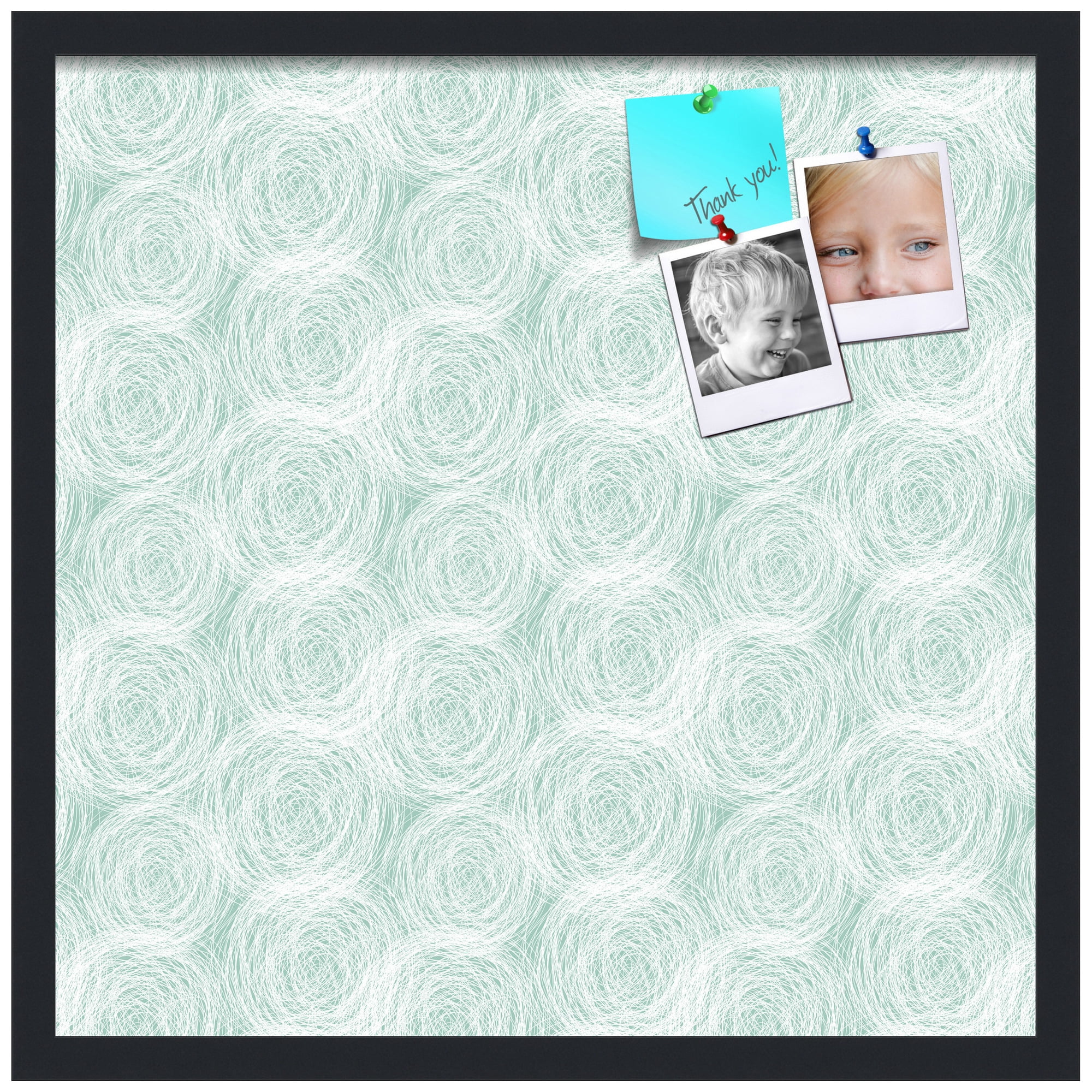 PinPix 22x22 Custom Cork Bulletin Board  Poster Board Has a Fabric Style Canvas Finish, Framed in Circles Sketch Aqua, by ArtToFrames (PinPix-1926)