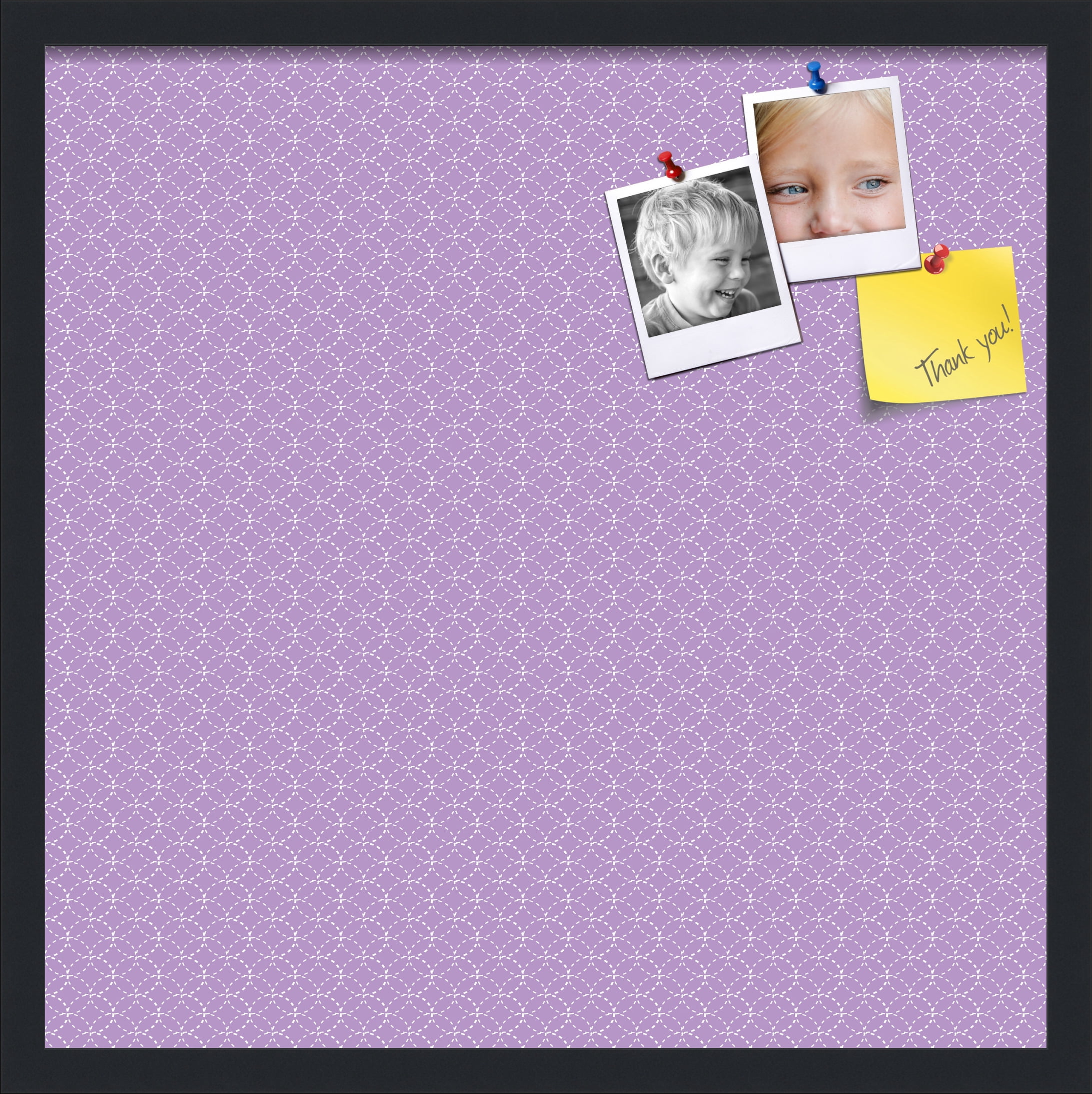 PinPix 22x22 Custom Cork Bulletin Board Purple Circles Poster Board Has a Fabric Style Canvas Finish, Framed in Purple Circles, by ArtToFrames (PinPix-493)
