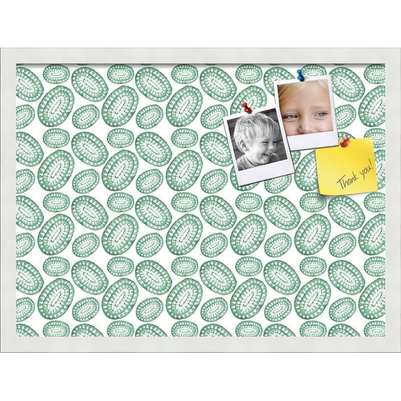 PinPix 23x17 Custom Cork Bulletin Board Bohemian Circles Green Poster Board Has a Fabric Style Canvas Finish, Framed in Bohemian Circles Green, by ArtToFrames (PinPix-1586)